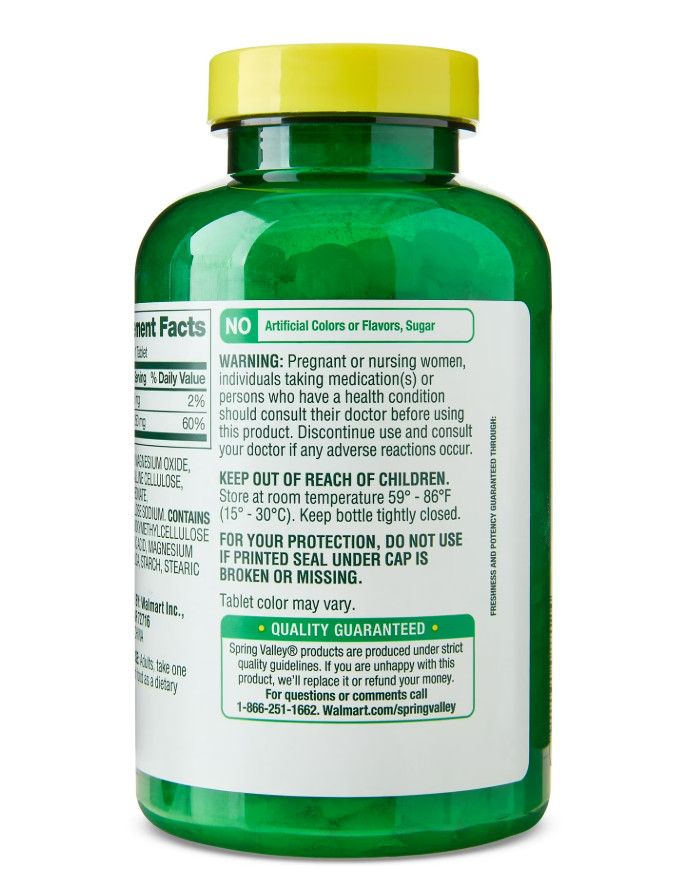 2-Pack Spring Valley Magnesium Supplement Tablet for Bone Health, 250mg 250ct