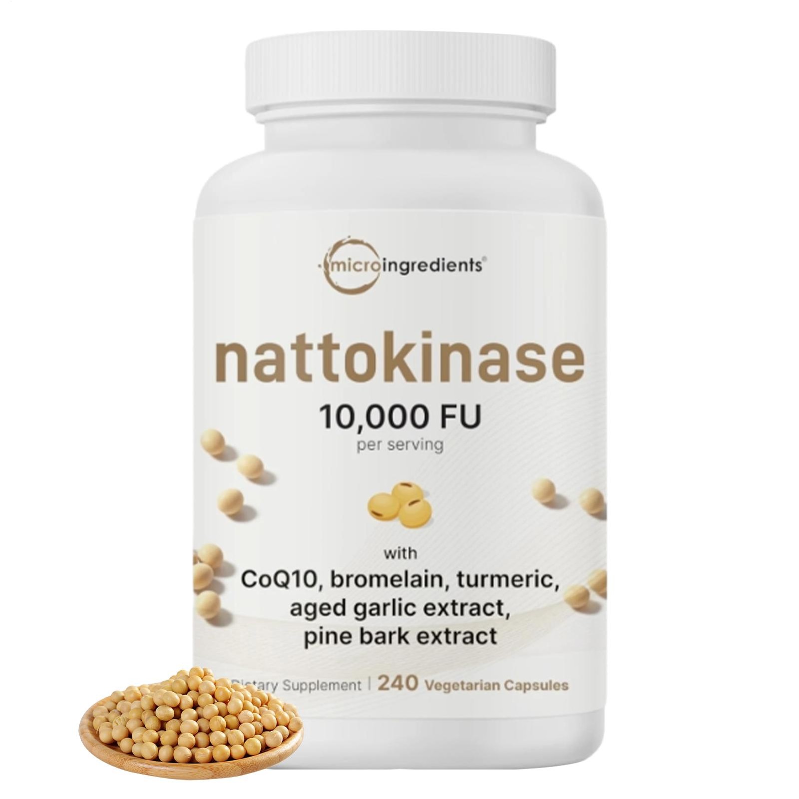 Nattokinase 10,000 FU Per Serving (Natural Natto Extract), 240 Vegetarian Capsul