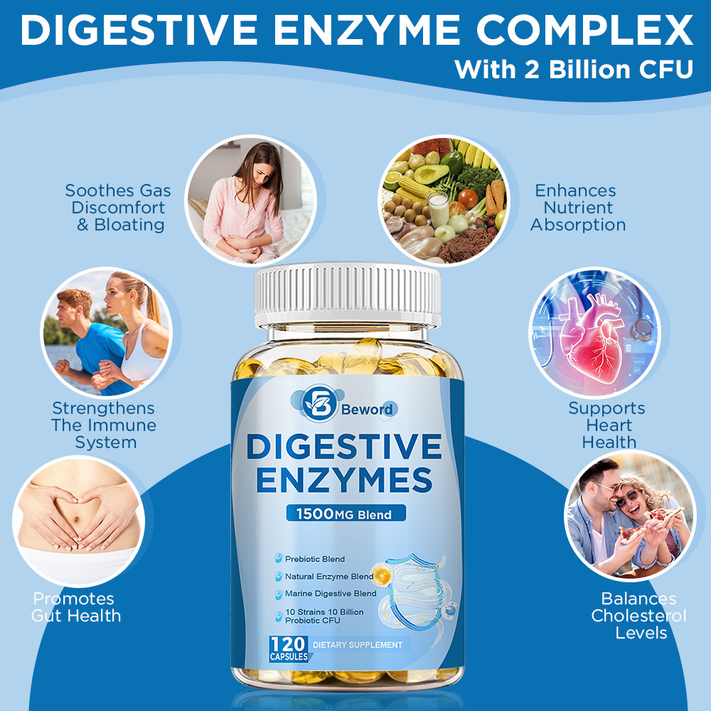 Digestive Enzymes Prebiotic & Probiotics Gas, Constipation & Bloating Relief 120