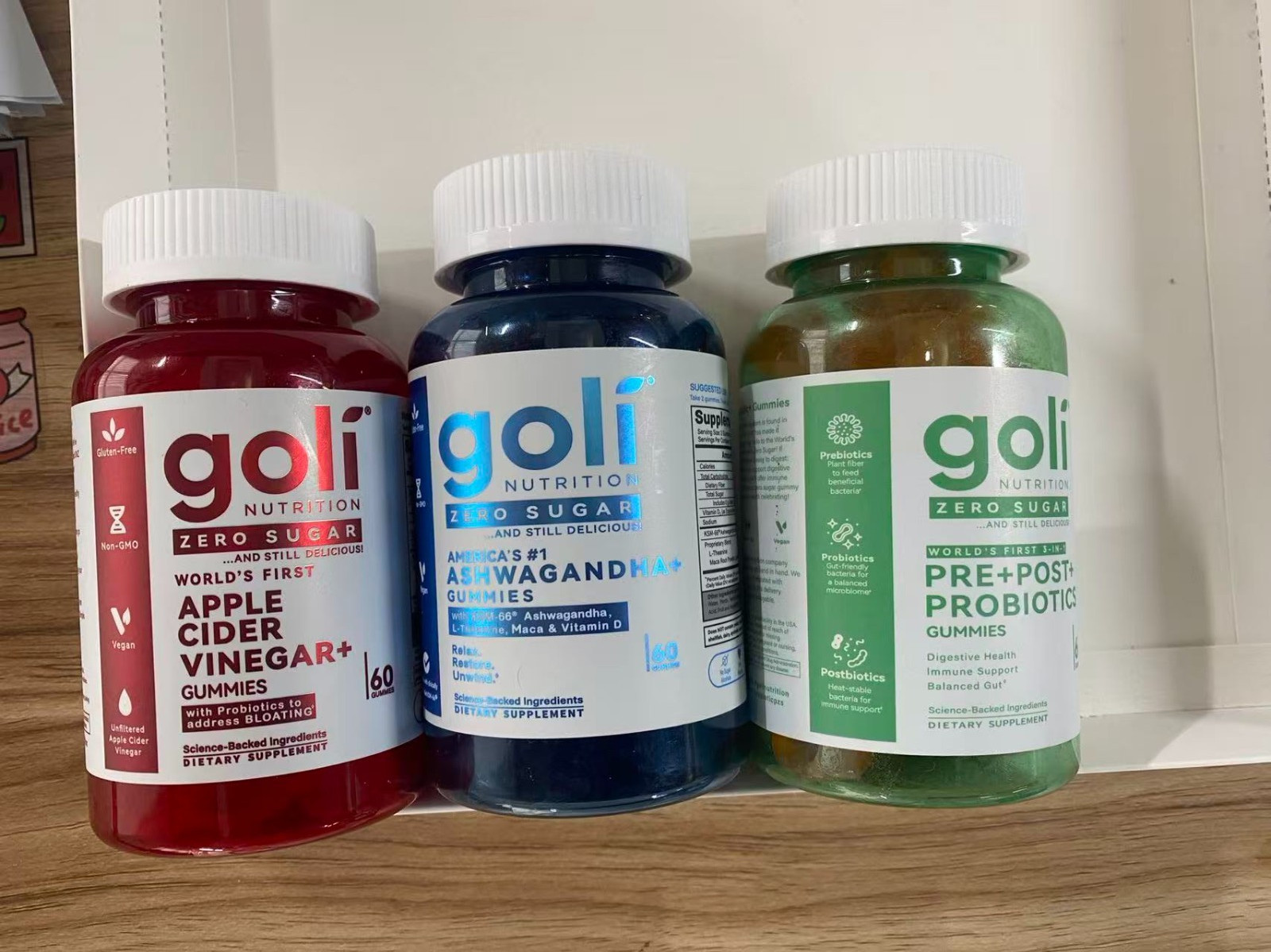3 Bottles NEW Goli Zero Sugar Best Seller Trio Set Gummies, 60 Counts Per Bottle