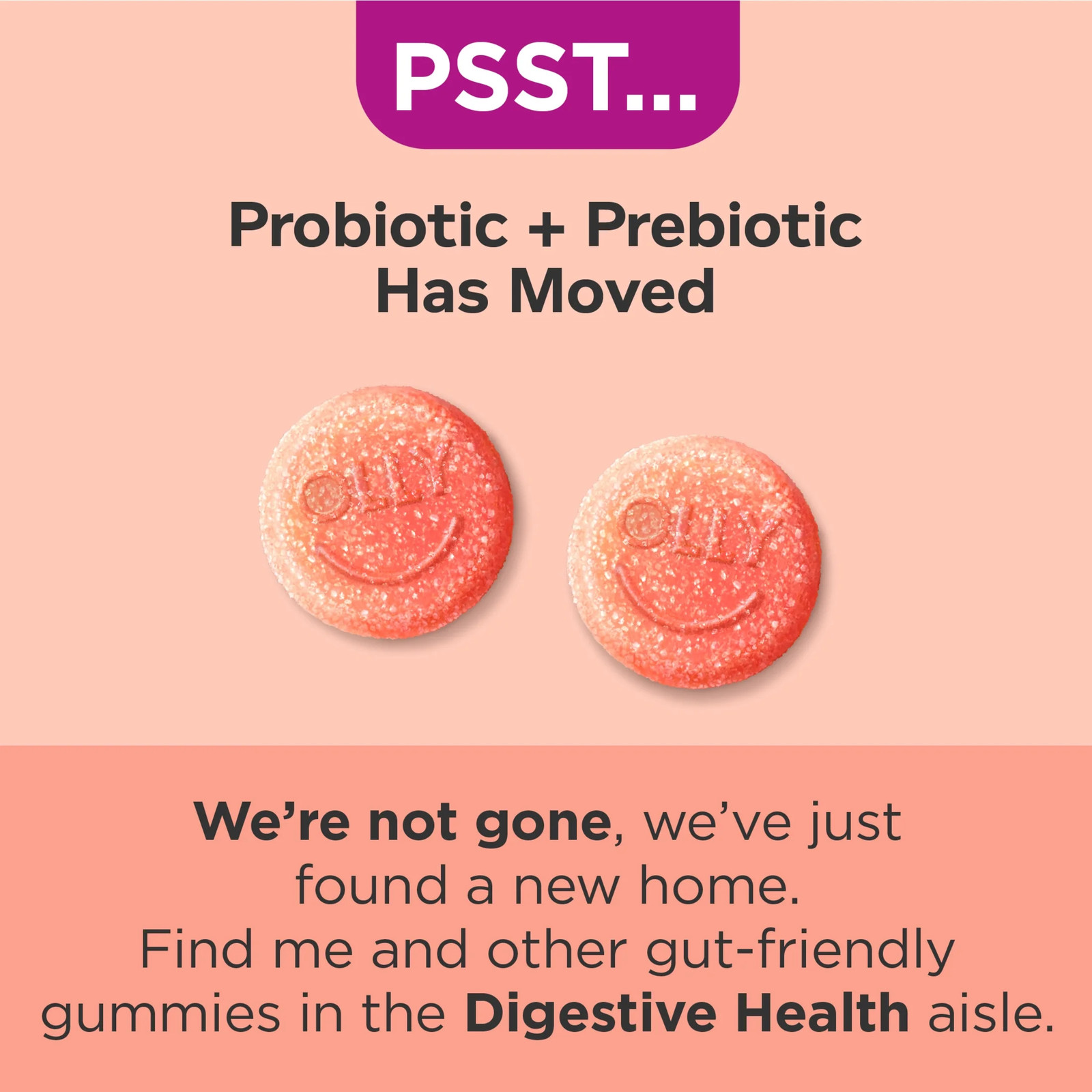 Probiotic + Prebiotic Fiber Gummy,Digestive + Gut Health Supplement,Peach, 30 Ct