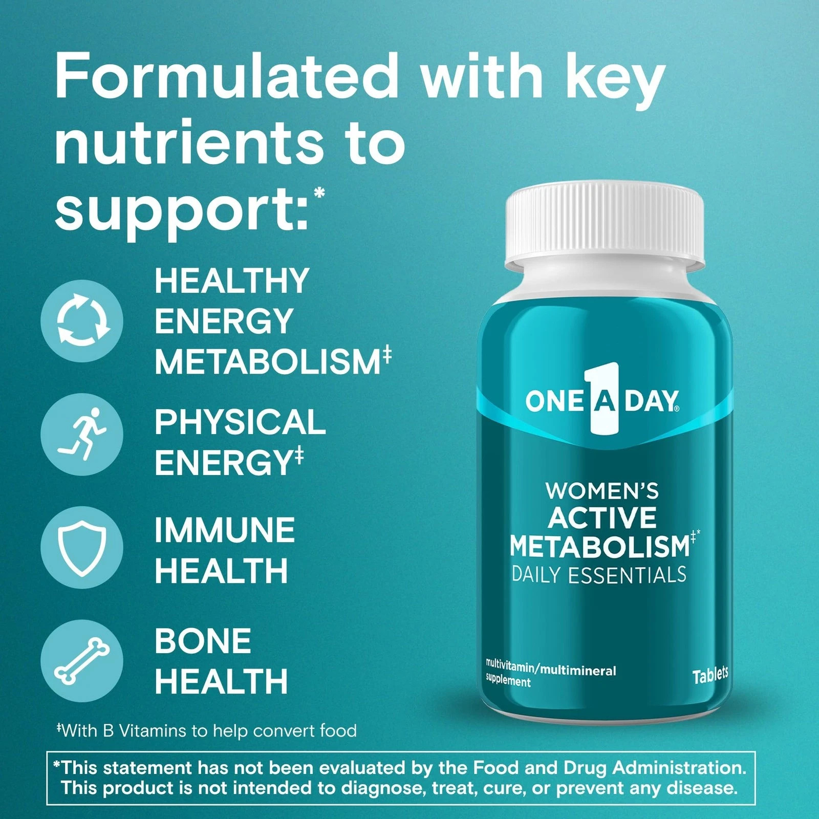 One A Day Women’s Active Metabolism Daily Essential, Multivitamin for Women, …