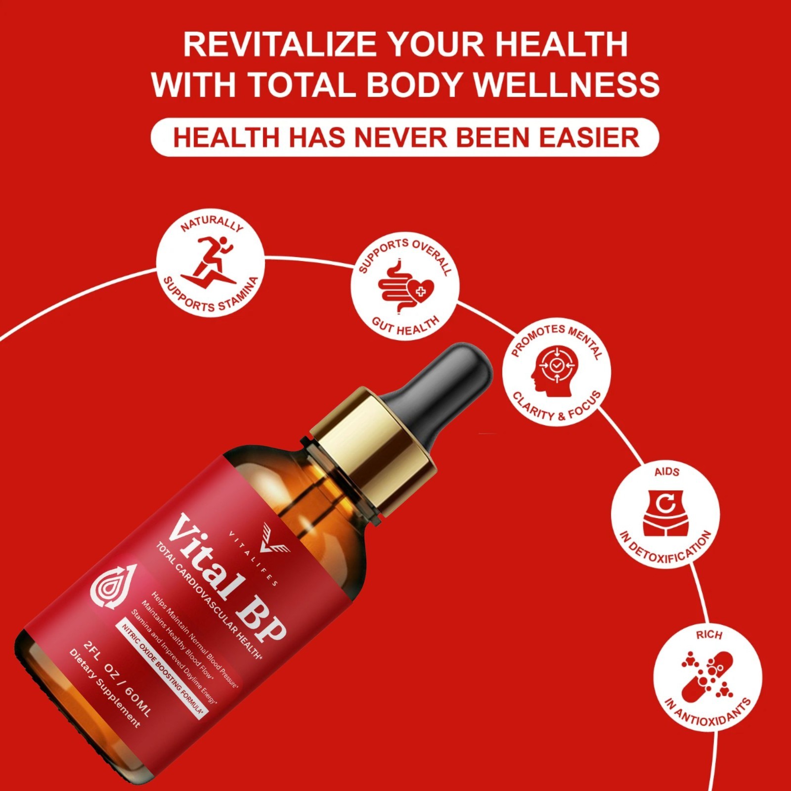 (3 Pack) Vital BP Herbal Drops Premium Liquid Supplement 60ml