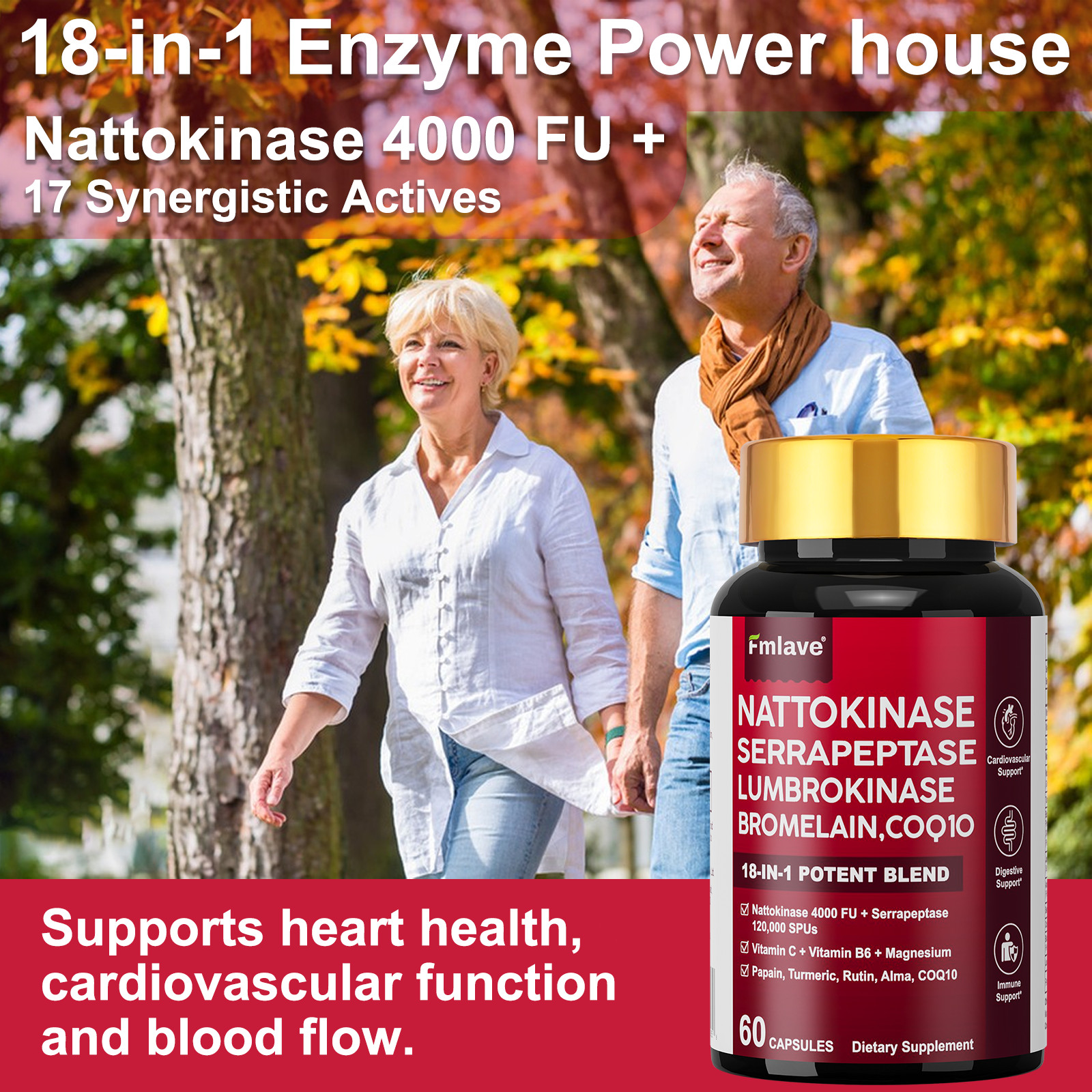 4x Nattokinase Supplement 4000FU Turmeric Heart Health Support 240ct EXP 01/2028