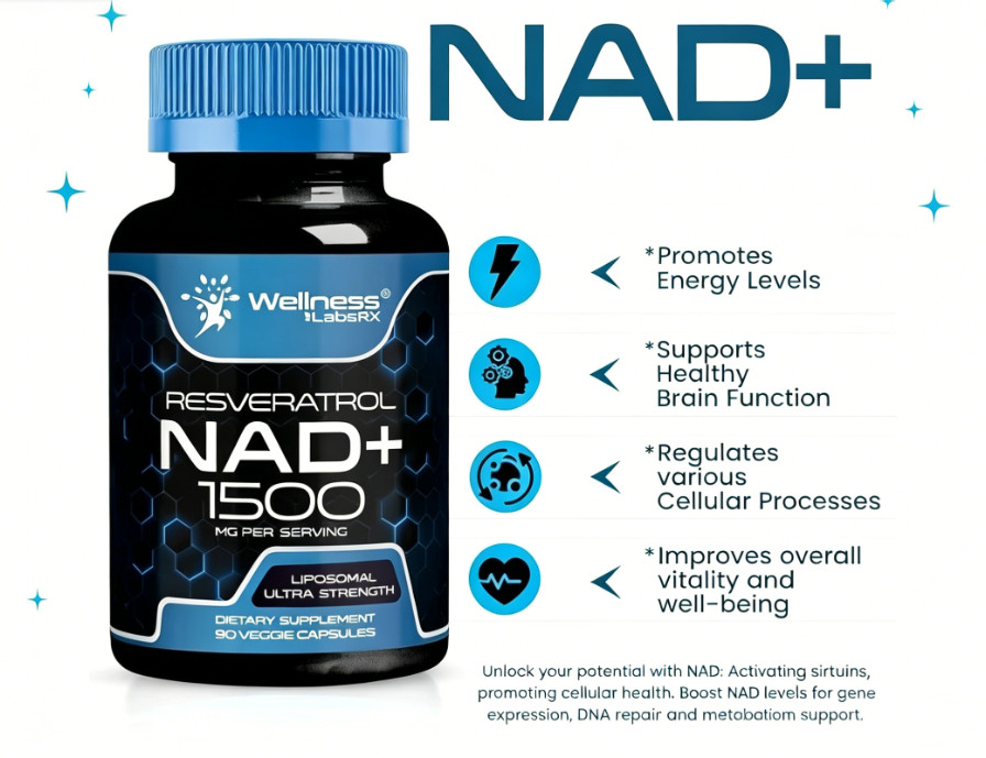 2 X WELLNESS LABSRX Liposomal NAD Supplement, 1500mg – USA Made, NAD Resveratrol