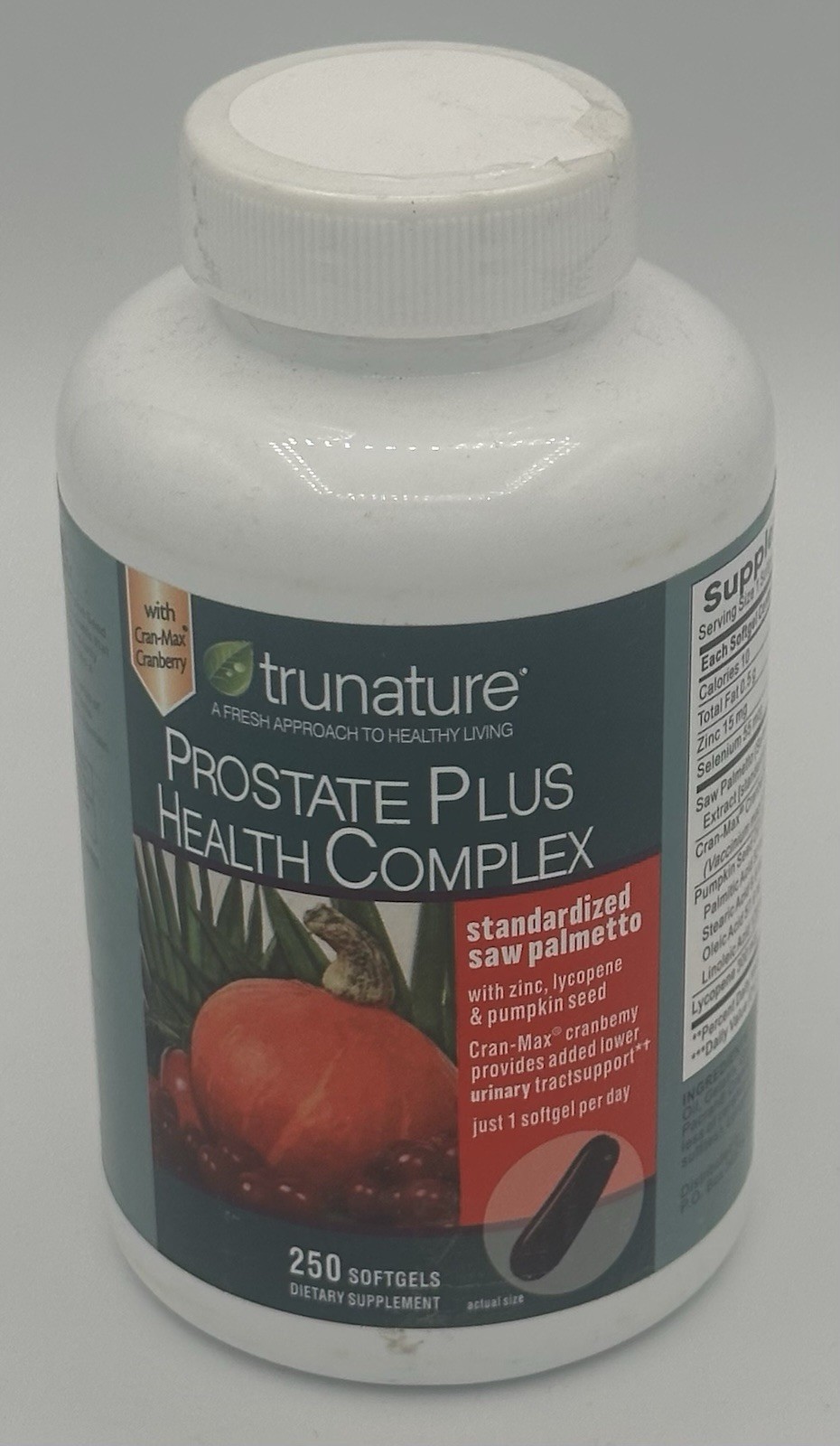 NEW Trunature Prostate Plus Health Complex 250 Softgels Saw Palmetto EXP: 3/28