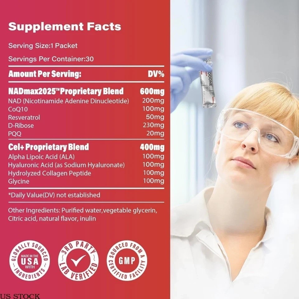 3/2x ZOOONE NAD+1000mg Liquid Packets Supplement – Premium Nicotinamide Riboside