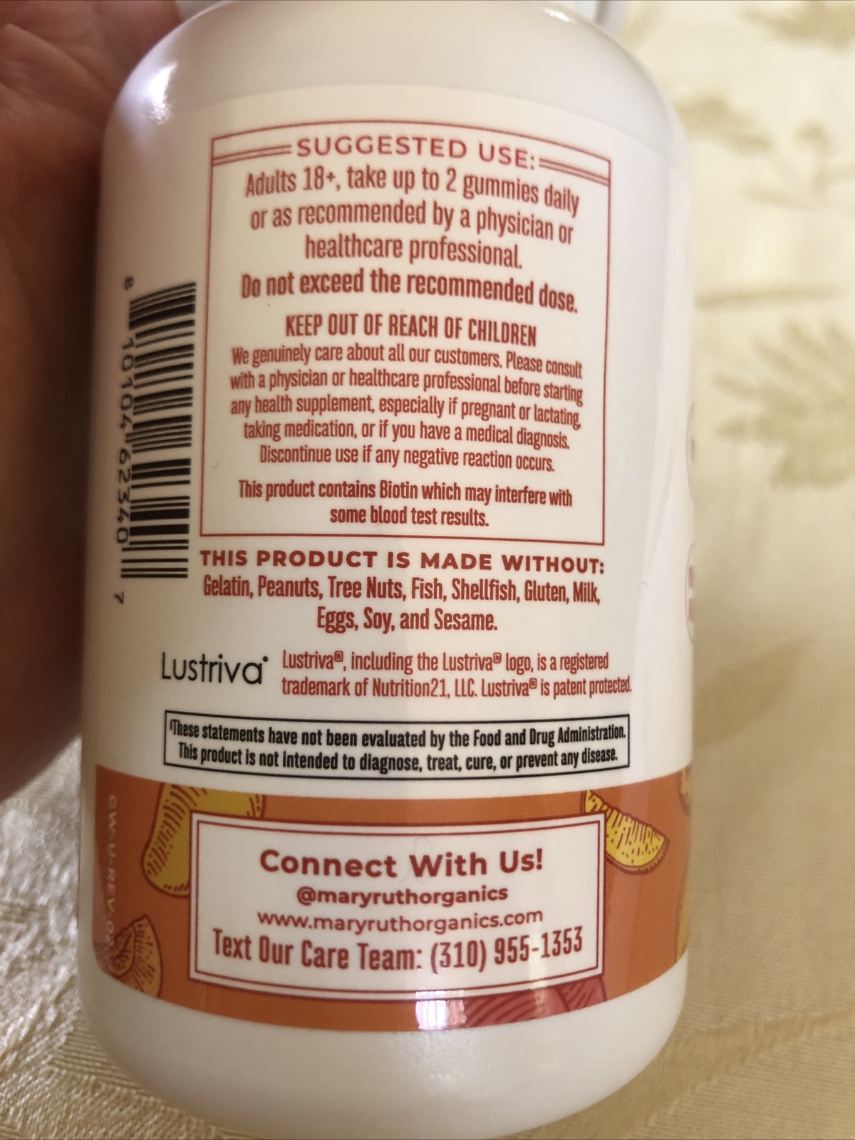 Mary Ruth’s Multivitamin Gummies + Hair Growth, Peach Mango, 60 Gummies