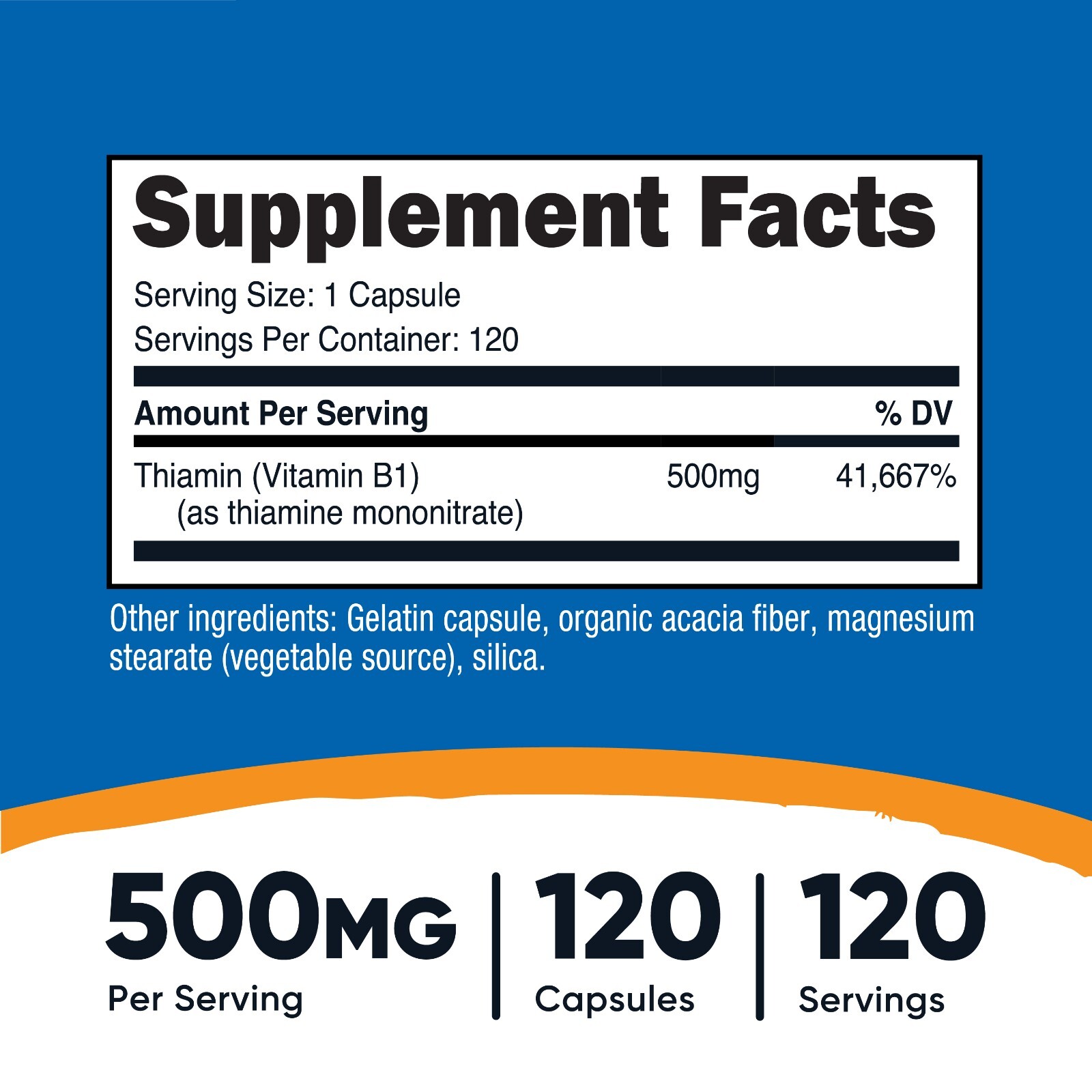 Nutricost Vitamin B1 (Thiamin) 500mg, 120 Capsules – Gluten Free & Non-GMO