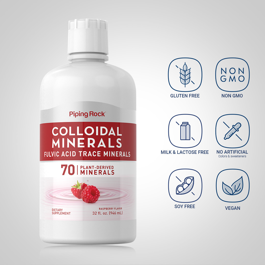 Colloidal Minerals Liquid 32 fl oz | Fulvic Acid Trace Minerals | by Piping Rock