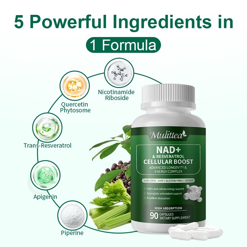 90PCS NAD Supplement Liposomal NAD+ Nicotinamide Riboside with Resveratrol US