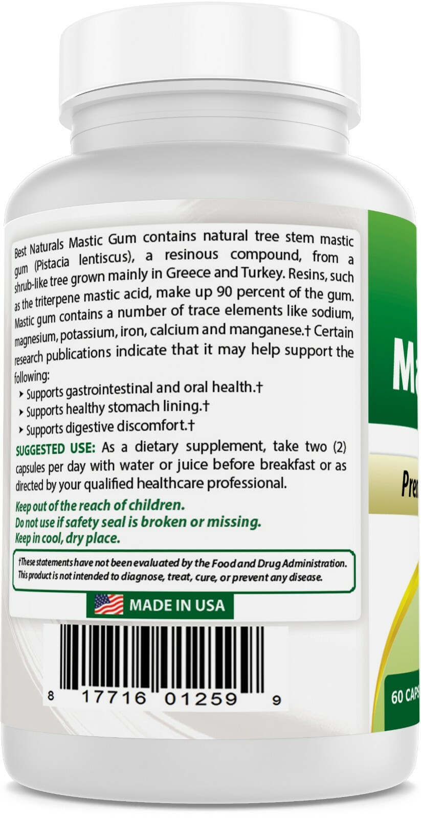3 Pack Best Natural Mastic Gum 500 mg 60 Capsules
