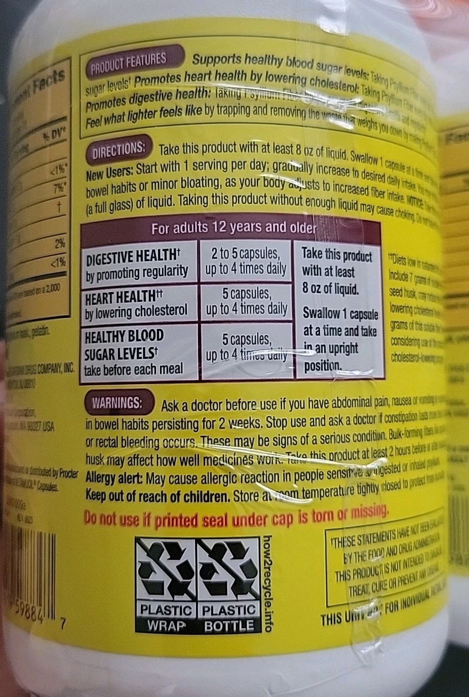 Kirkland Signature Psyllium Husk Fiber Capsule 2×360 Count EXP 02/2028