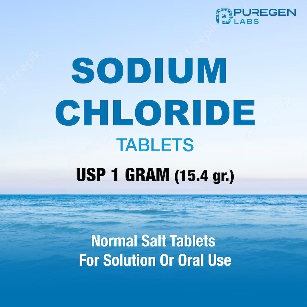 Puregen Sodium Chloride Tablets Normal Salt 1 GM (1000 mg) 100 Tablets Pack of 2