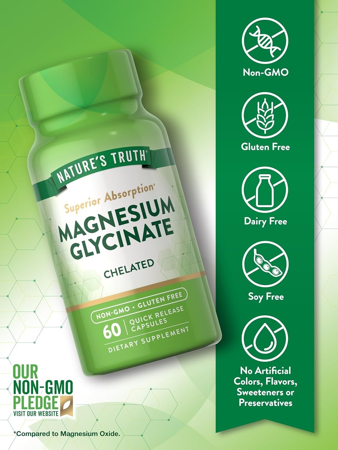3 Pack Magnesium Glycinate 180 Caps (3×60) 200mg Sleep, Cramping, Blood Pressure