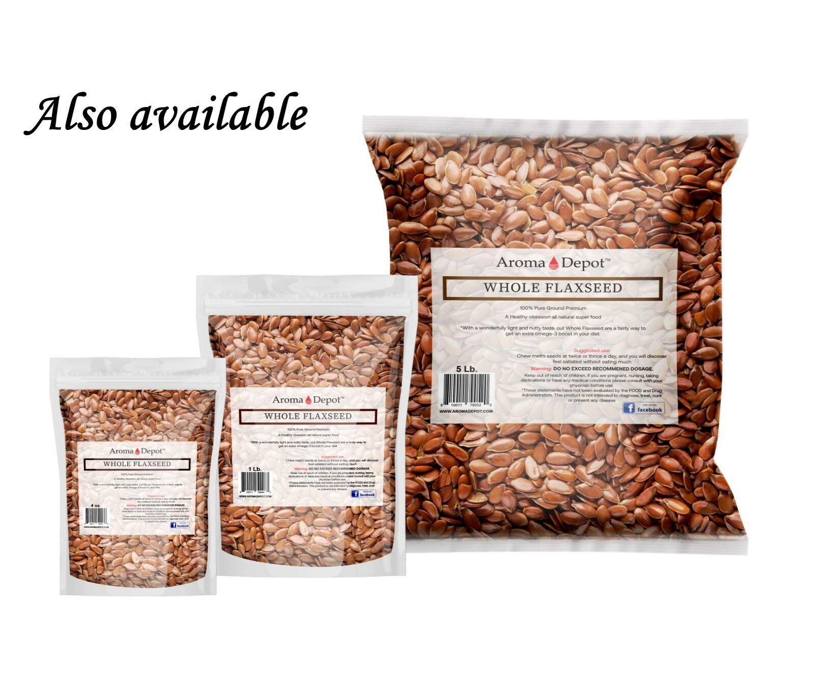 1 lb. Brown Whole Flax Seeds Omega-3 Non-GMO Linaza Raw Flaxseed Kosher 1 Libra