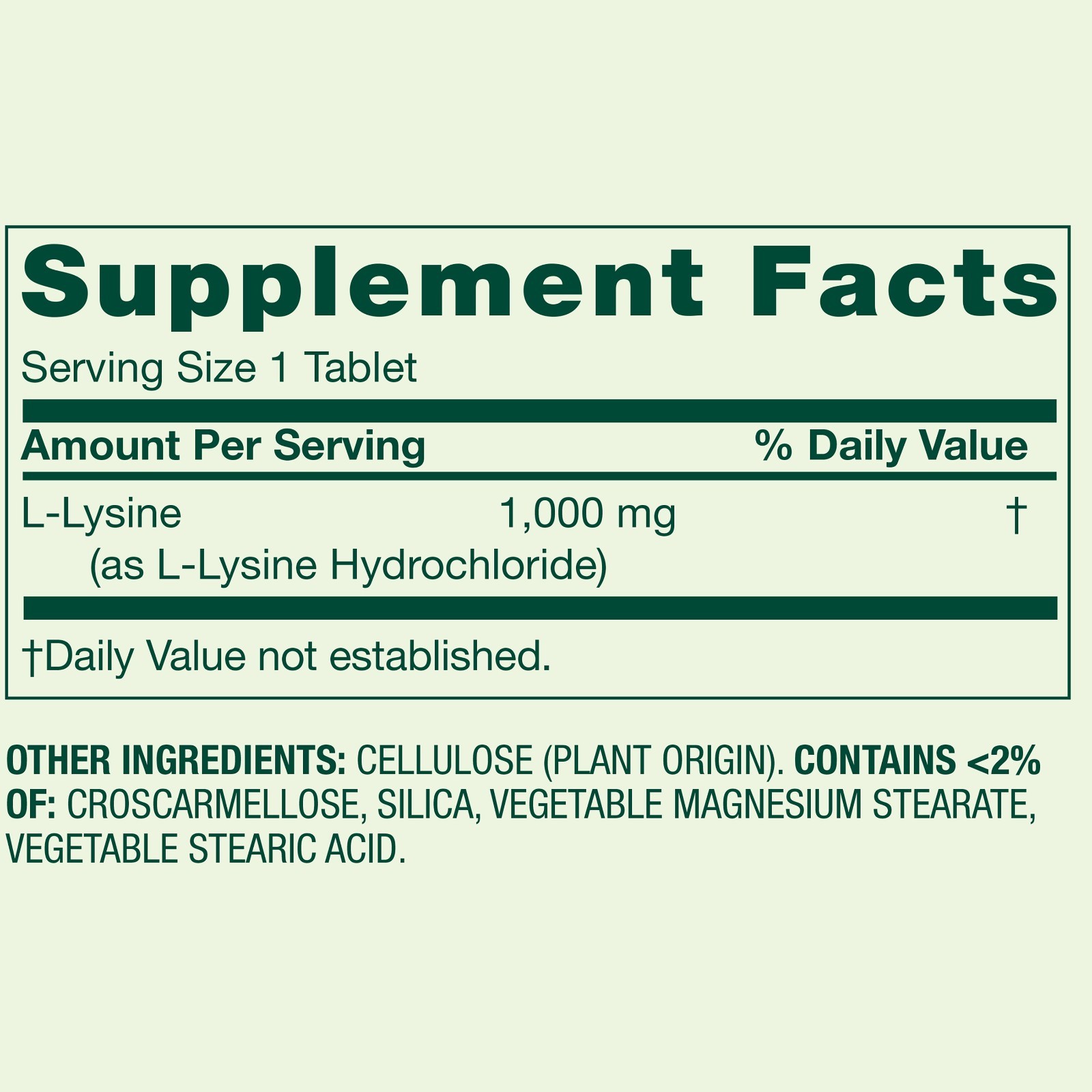 Spring Valley L-lysine Tablets 1000 mg 100 Tablets