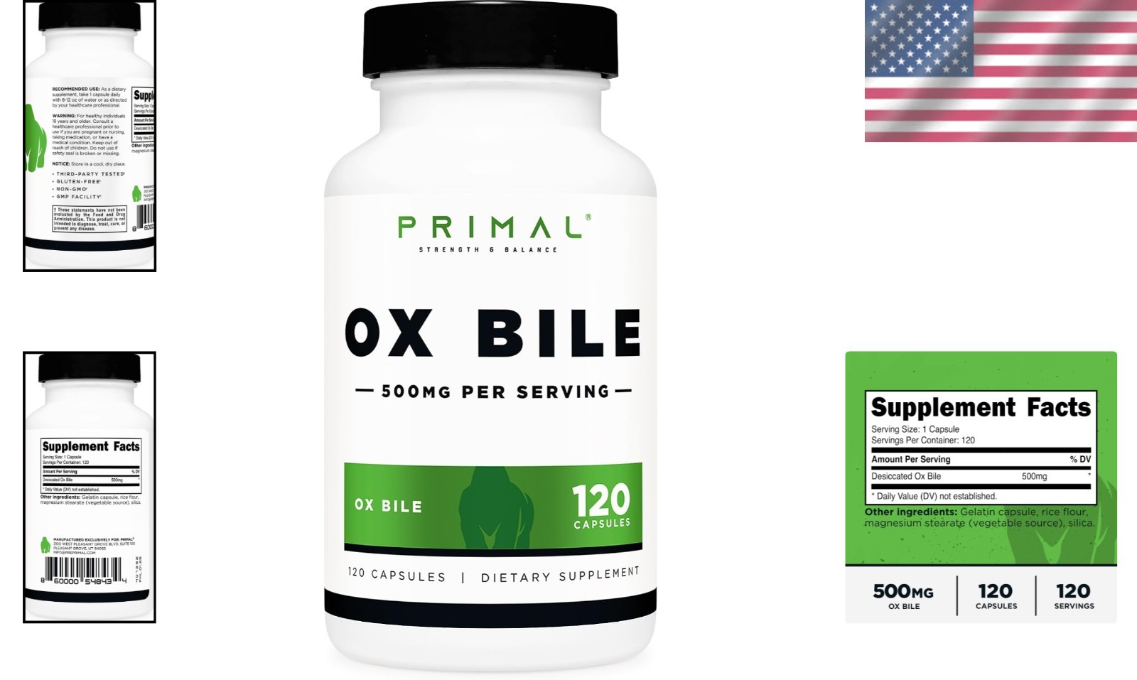 120 Gluten-Free Ox Bile Capsules – Non-GMO Digestive Support Supplement