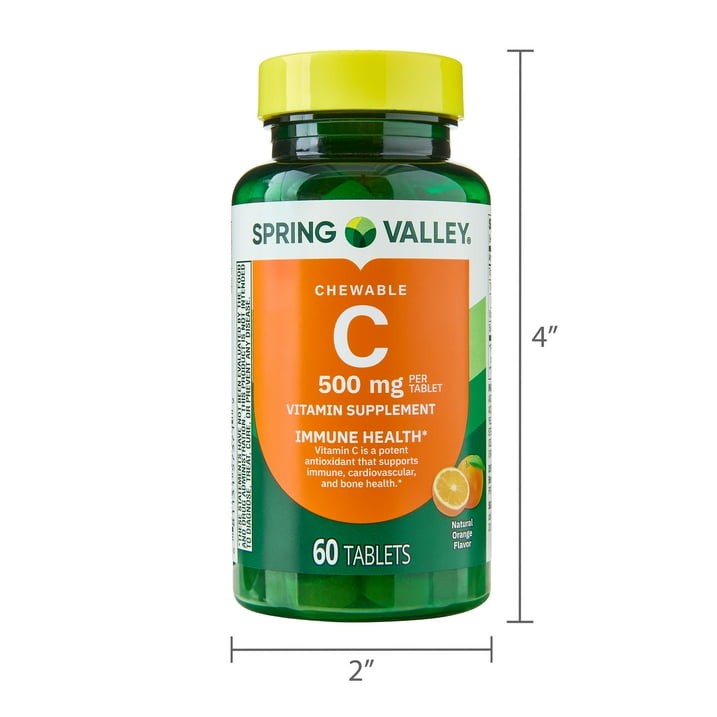 Spring Valley Vitamin C 500mg Chewable Orange Tablets, 60 Count