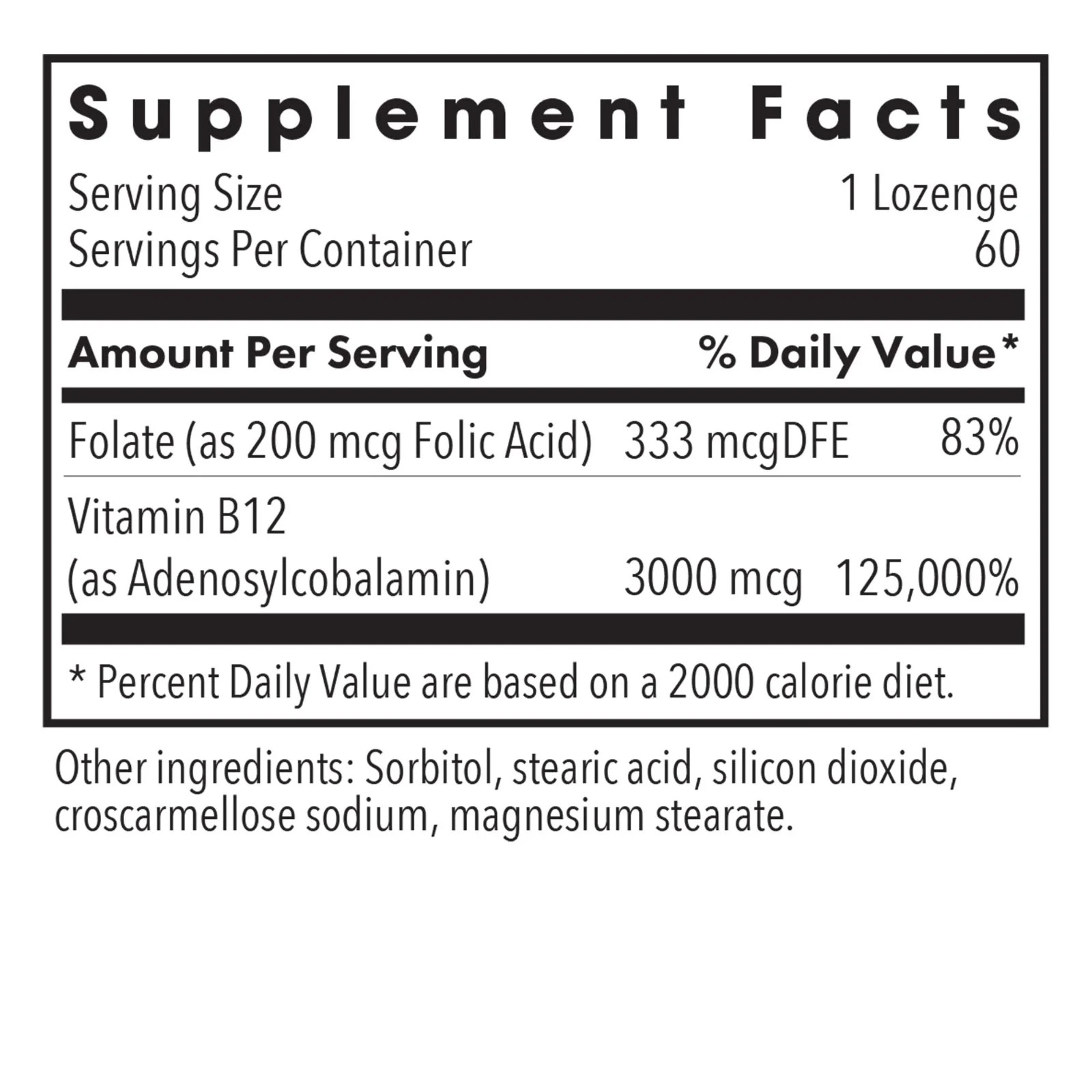 B12 Adenosylcobalamin With Folate 60 lozenges Allergy Research Group