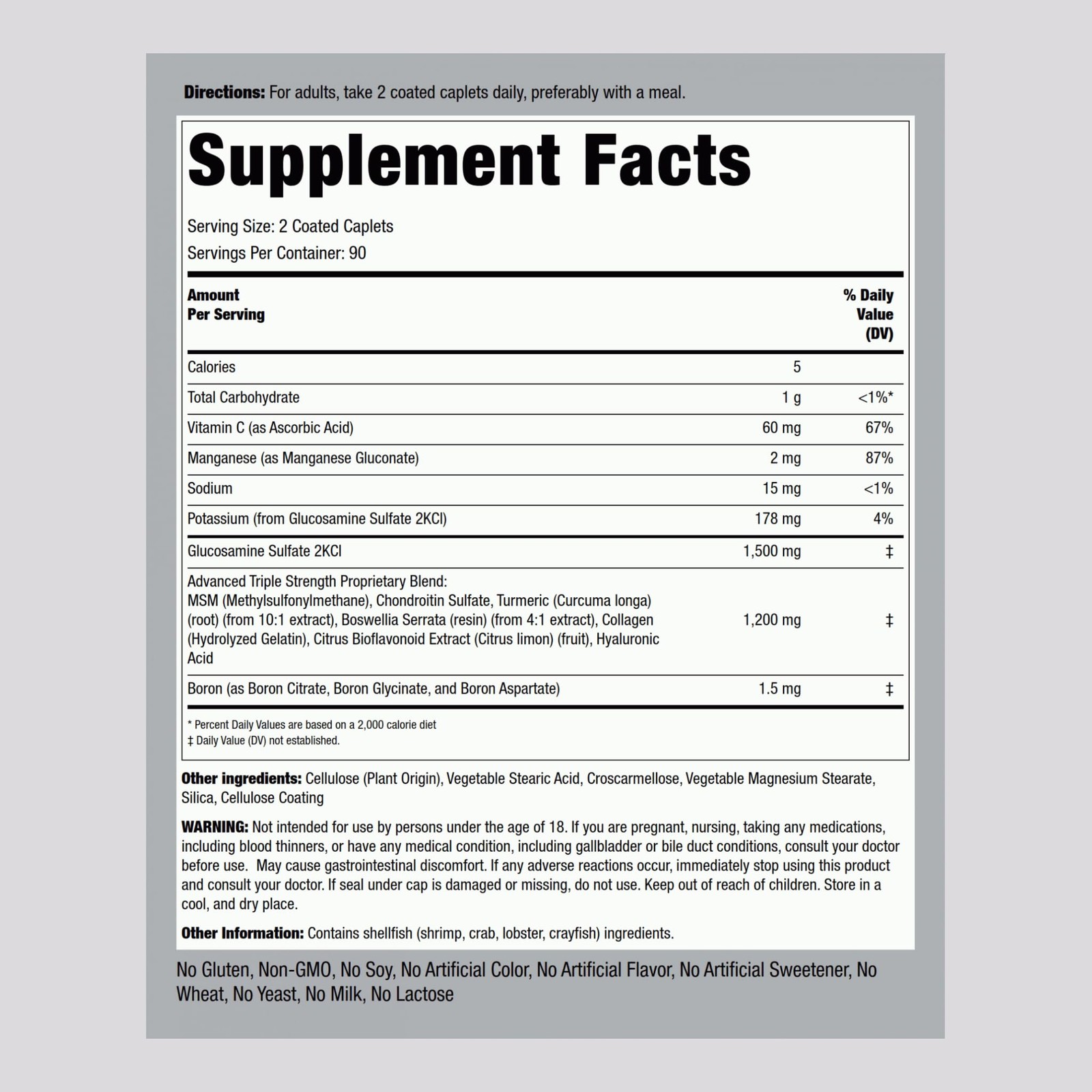 Piping Rock Glucosamine Chondroitin MSM Turmeric | 180 180 Count (Pack of 1)