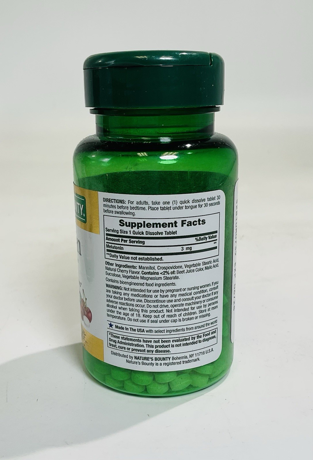 2 Pack – Nature’s Bounty – Melatonin Quick Dissolve Cherry 3mg *EXP 06/2028*