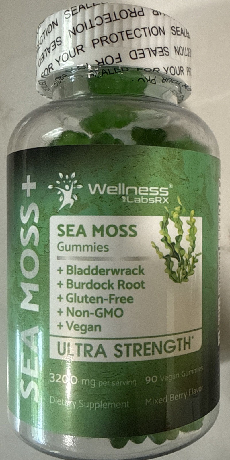 WELLNESS LABSRX Sea Moss Gummies, 3200mg Irish Sea Moss Mixed Berry Flavor