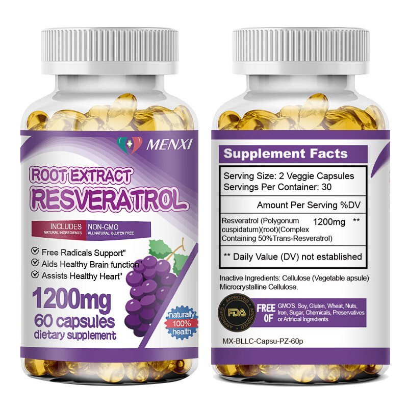 （5 Pack） Resveratrol – Brain Support, Mental Focus, Heart Health, Immune Support