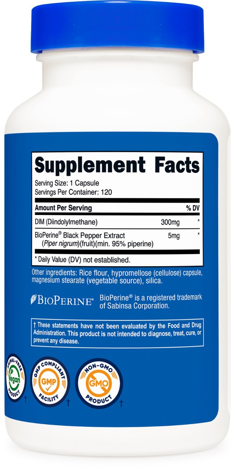 Nutricost DIM (Diindolylmethane) 300mg, 120 Capsules with BioPerine
