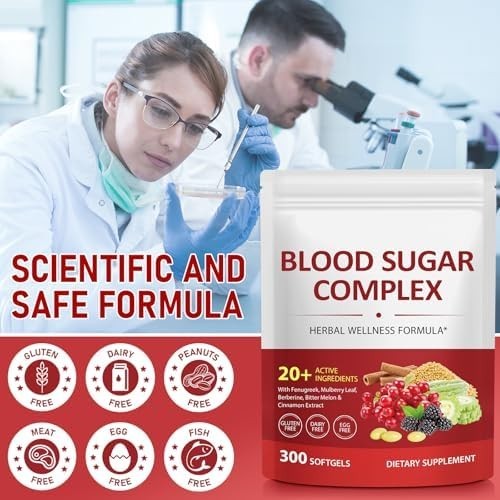 300 Softgels Blood Sugar Complex Supplement | 20+ 300 Count (Pack of 1)