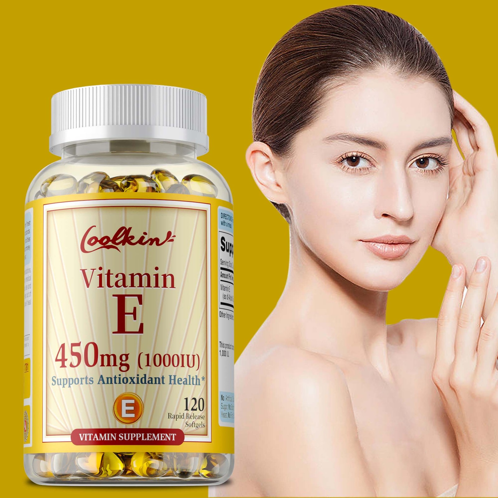 120pcs Vitamin E 1000 IU – Skin Health, Anti- Aging, Antioxidant, Eye Health