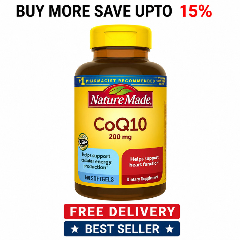 Nature Made CoQ10 200mg 140 Softgels Heart Energy Antioxidant Supplement