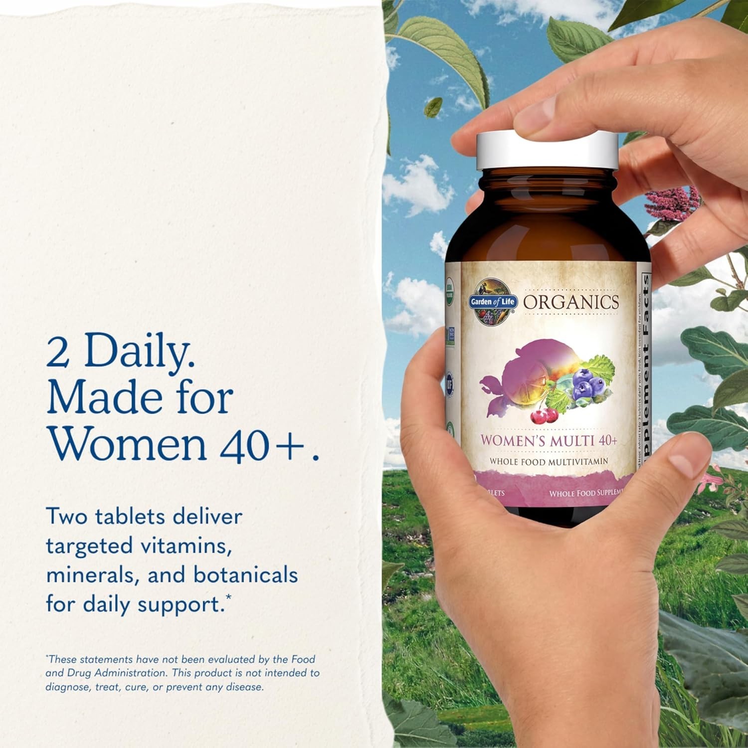 Organic Multivitamin for Women 40+ – 120 Caplets for Daily Vitality