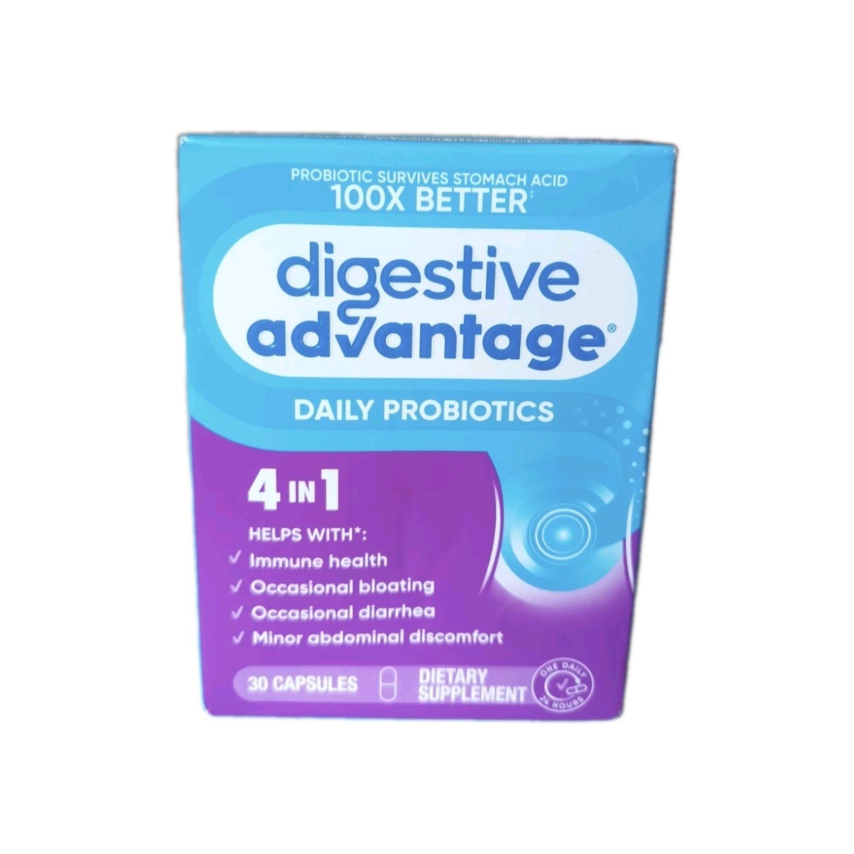 Digestive Advantage 4-in-1 Daily Probiotics 30 Capsules Exp 03/2027