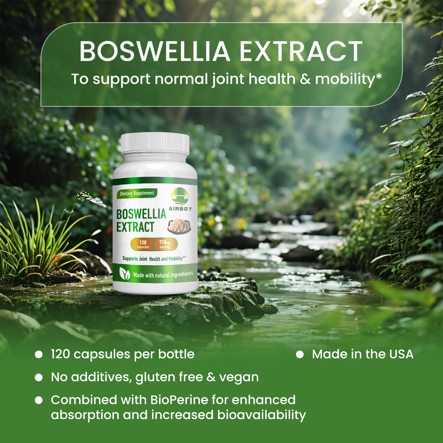 120pcs Boswellia Extract 710mg Capsules – BioPerine – Joint Health, Relieve Pain