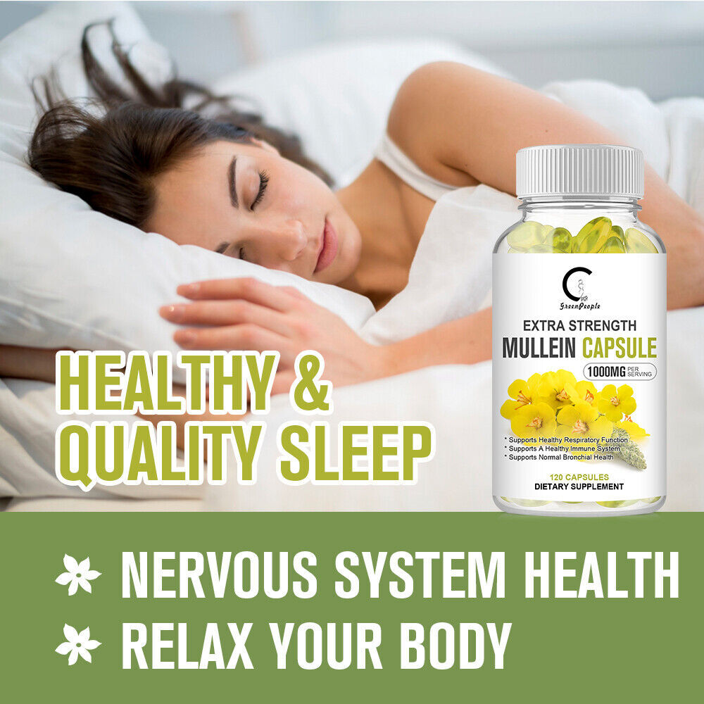 Mullein Leaf Capsules For Lung Cleansing & Detox Herbal Dietary Supplement 120pc