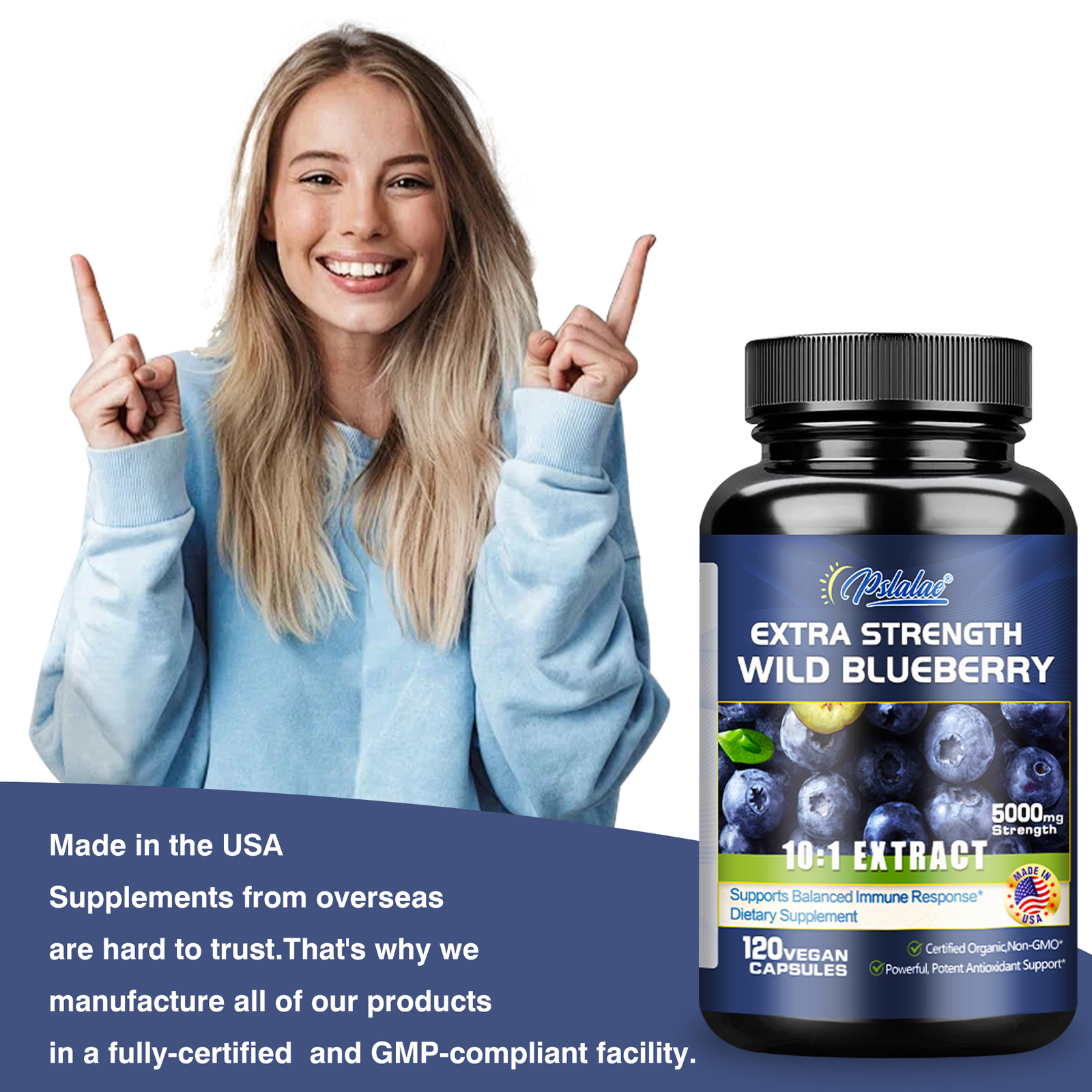 Wild Blueberry 5000mg – Support Antioxidant, Brain Health, Boosts Vision Memory