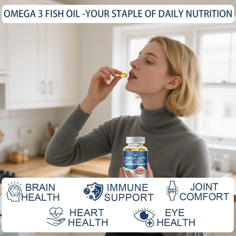 120pc Omega 3 Fish Oil Capsules 3x Strength 3600mg EPA & DHA,Highest Potency