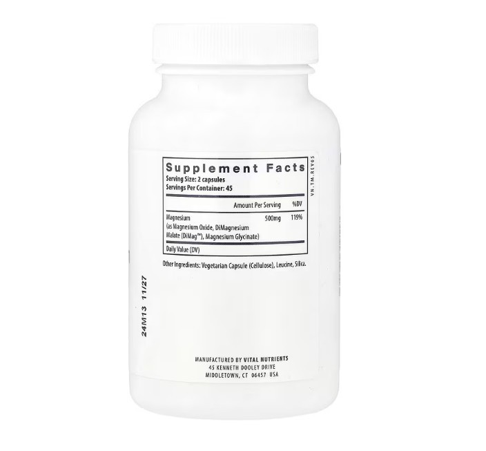 Vital Nutrients, Triple Magnesium Complex, 90 Vegan Capsules, 250 mg per Capsule
