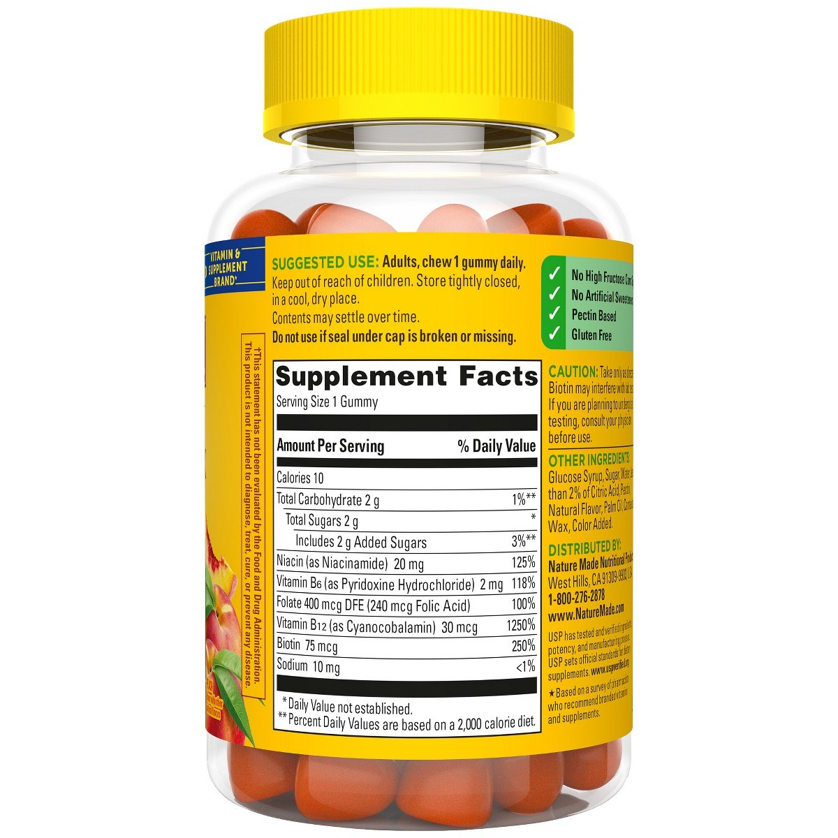 Nature Made Vitamin B Complex Gummies, 5 B Vitamins – Peach Flavor – 60ct