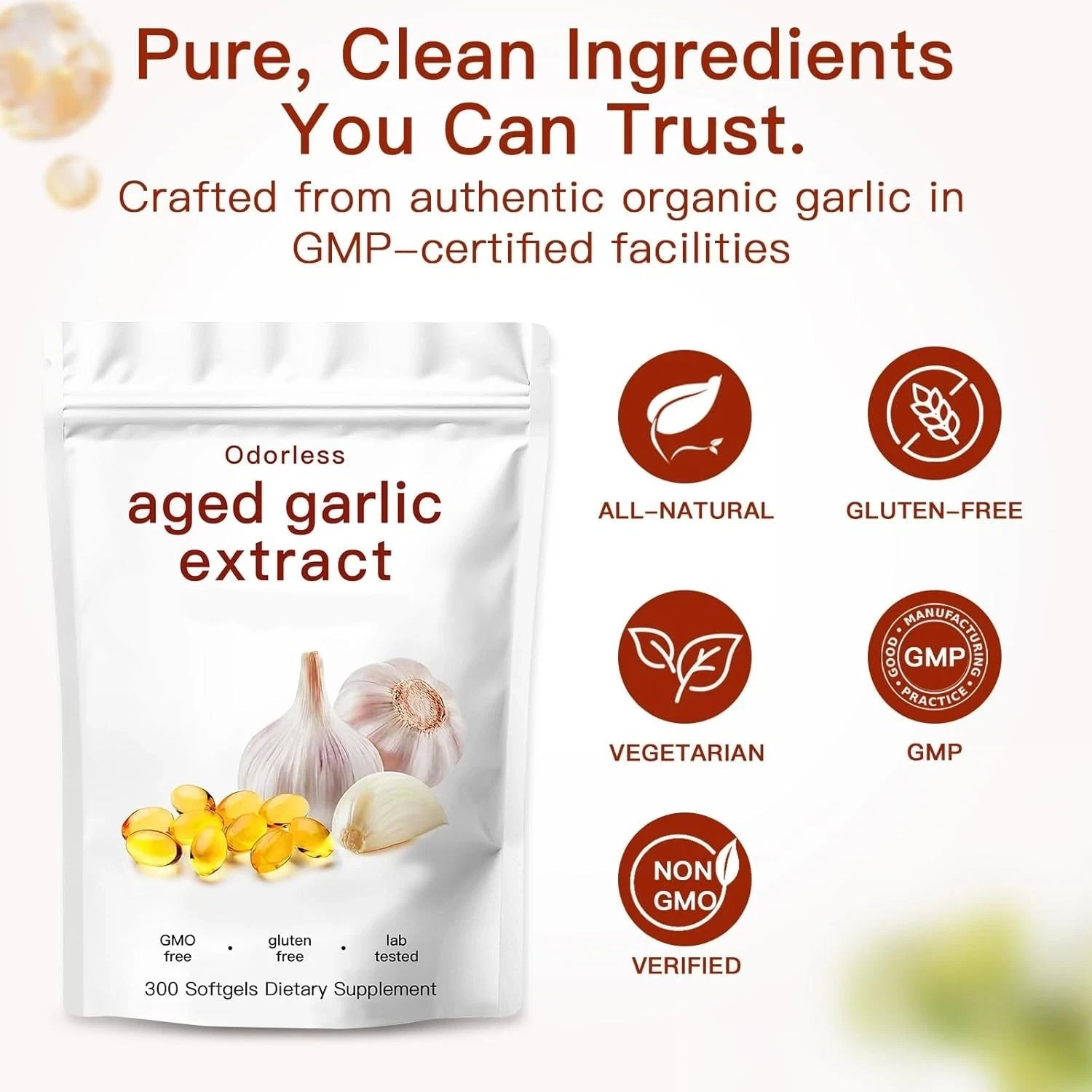 Odorless Garlic Softgel) Per Servings,300 Softgels (250 mg per 7500mg