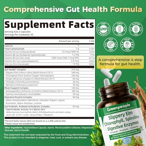 GREENPEOPLE Digestive Enzymes for Women & Men – Gentle Gut Health & Cleanse