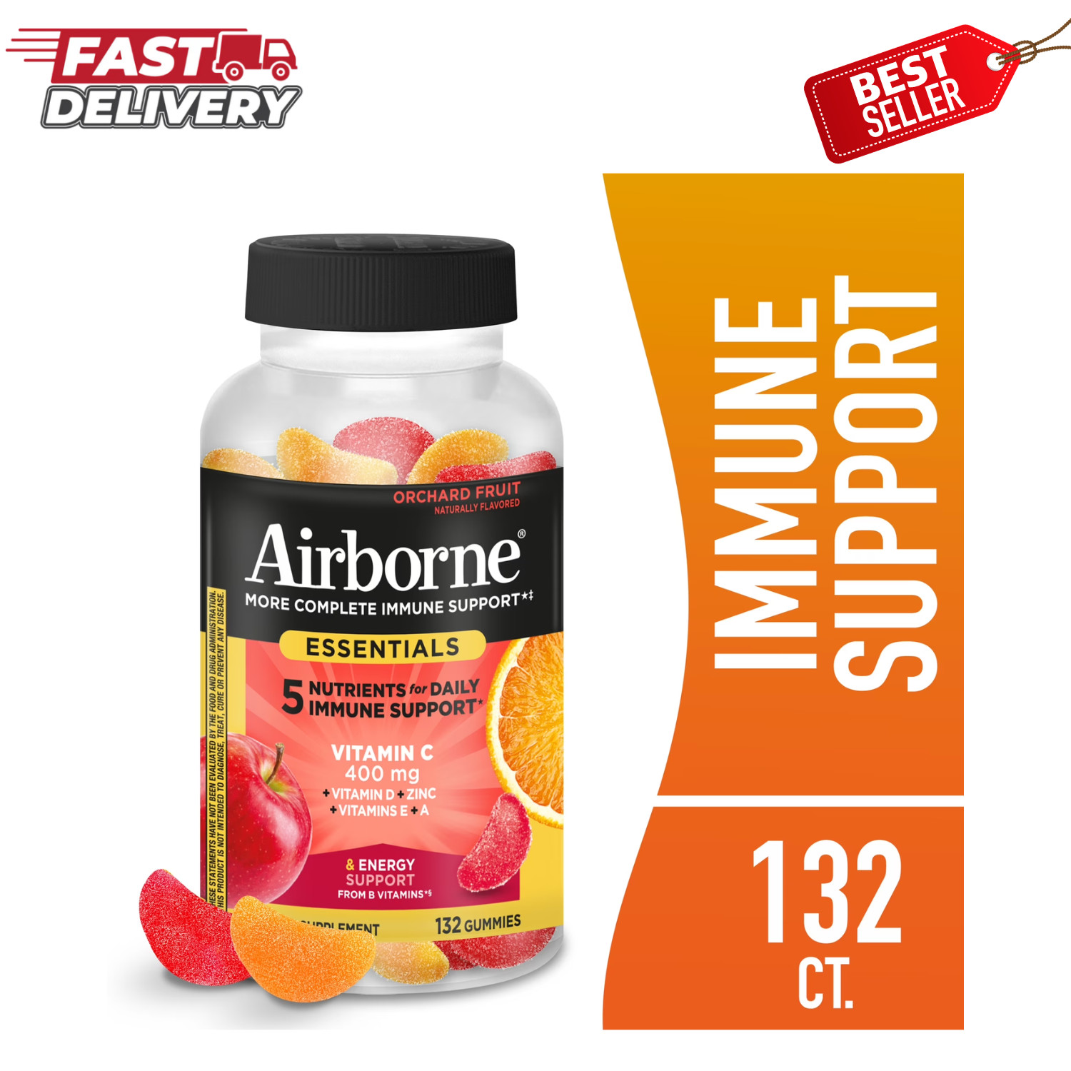 Airborne Immune Essentials Vitamin C Gummies Immunity Support Supplement 132ct