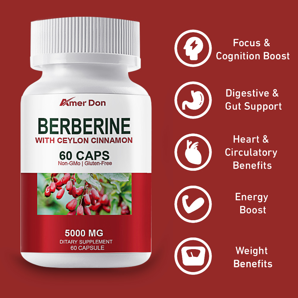 Berberine with Ceylon Cinnamon 5000mg Blood Sugar Heart Health & Immune 60 Pills