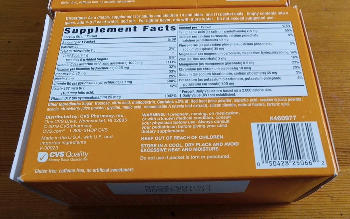 3 Boxes CVS Health Vitamin C 1000mg 36 Packets (108 total) Compare to Emergen-c