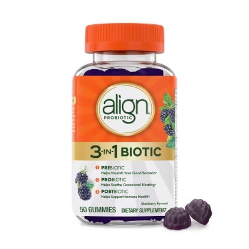 Align 3-in-1 Biotic Multi-Symptom Relief Gummies – Blackberry – 50ct
