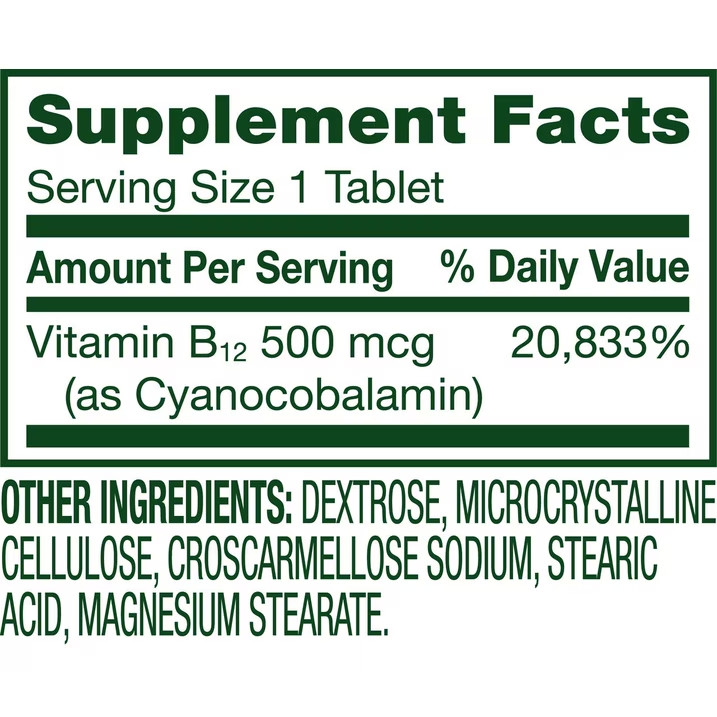 Spring Valley Vitamin B12 Tablets, 500 mcg, 100 Count Free Shipping US