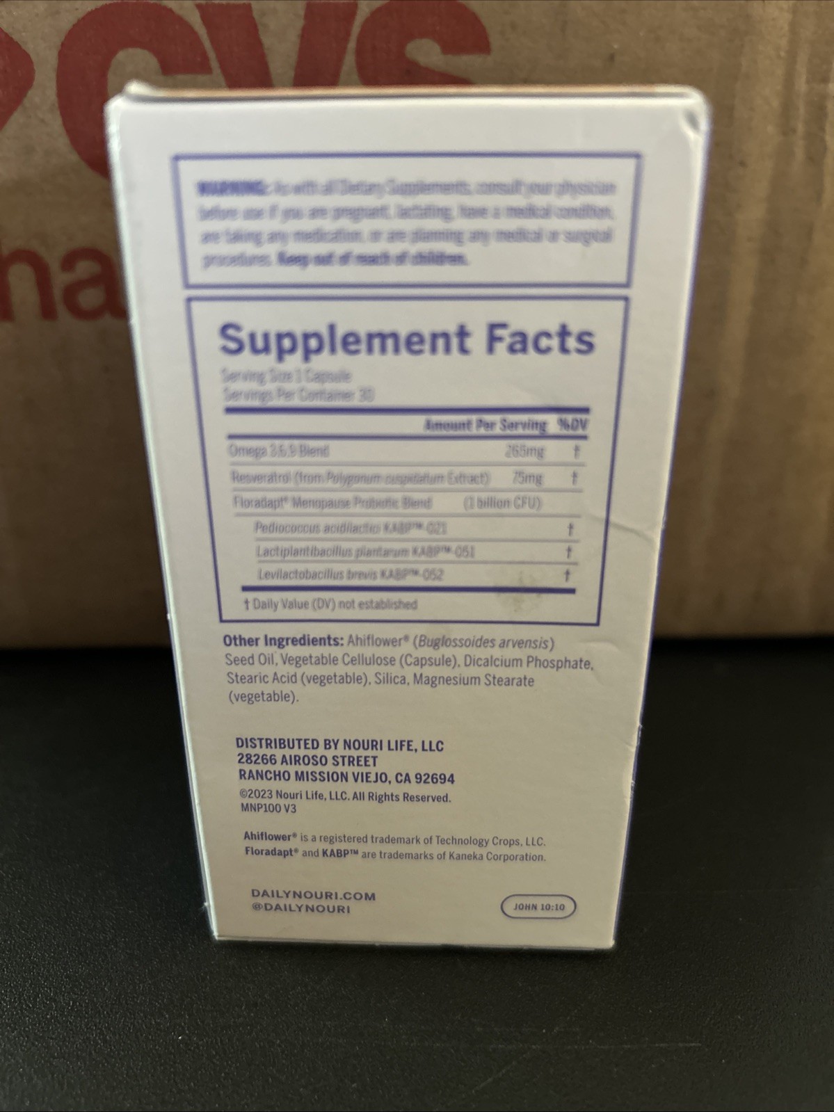 Nouri Menopause Health Probiotic with Omega and Resveratrol 30ct (Pack Of 1)