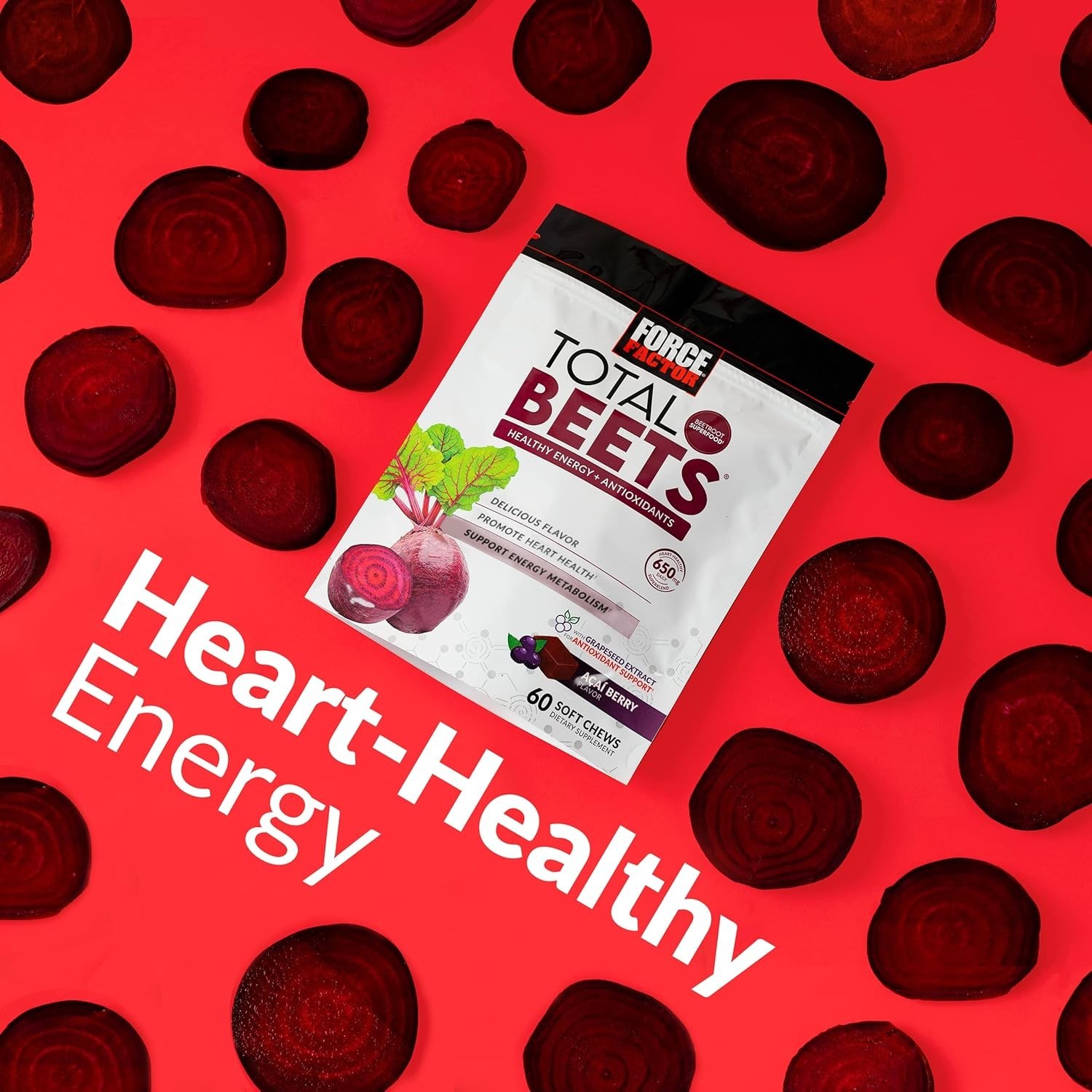 Force Factor Total Beets Blood Pressure Support, Beet Root Supplement Soft Chew