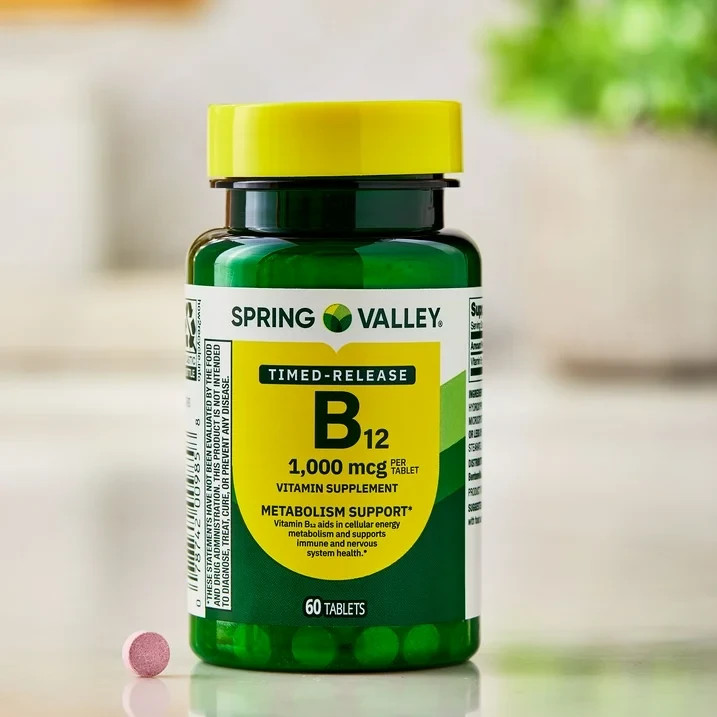 Spring Valley Vitamin B12 1000 mcg Timed-Release Tablets – 60 Count or 300 Count